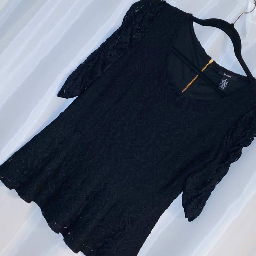 Black Lace 3/4 Sleeve Peplum top